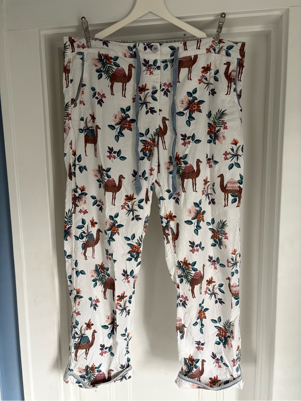 FatFace Camel Floral Novelty 100% Cotton Pajama Pants Lounge Pants UK 14 / US 10